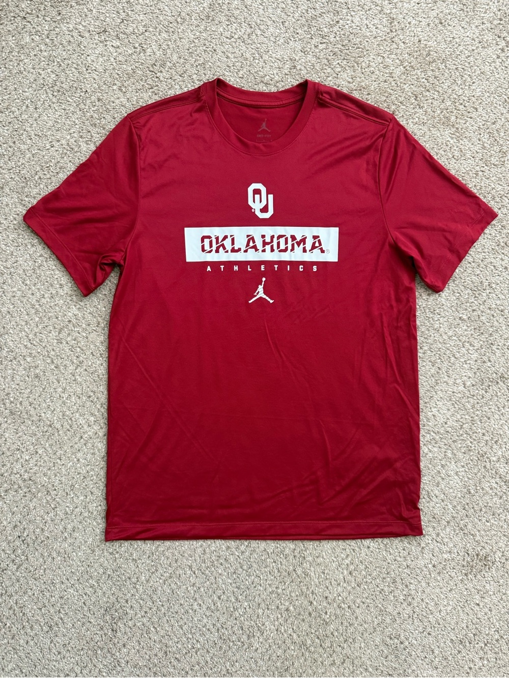 OU Football Player Exclusive Team Issued Jordan Crimson Oklahoma Tee Mens Large